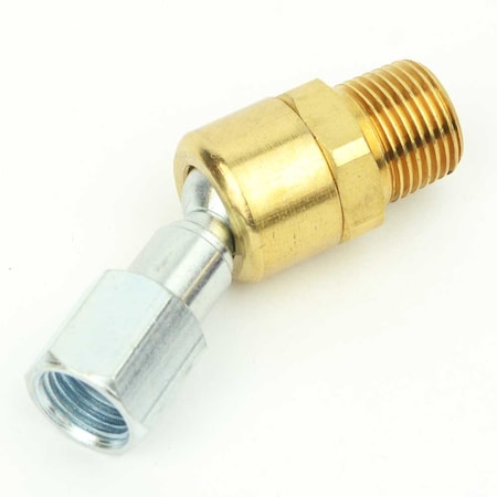 3/8 Inch MPT Brass Fitting With 1/4 Inch FPT Steel Swivel Adapter, PK 50